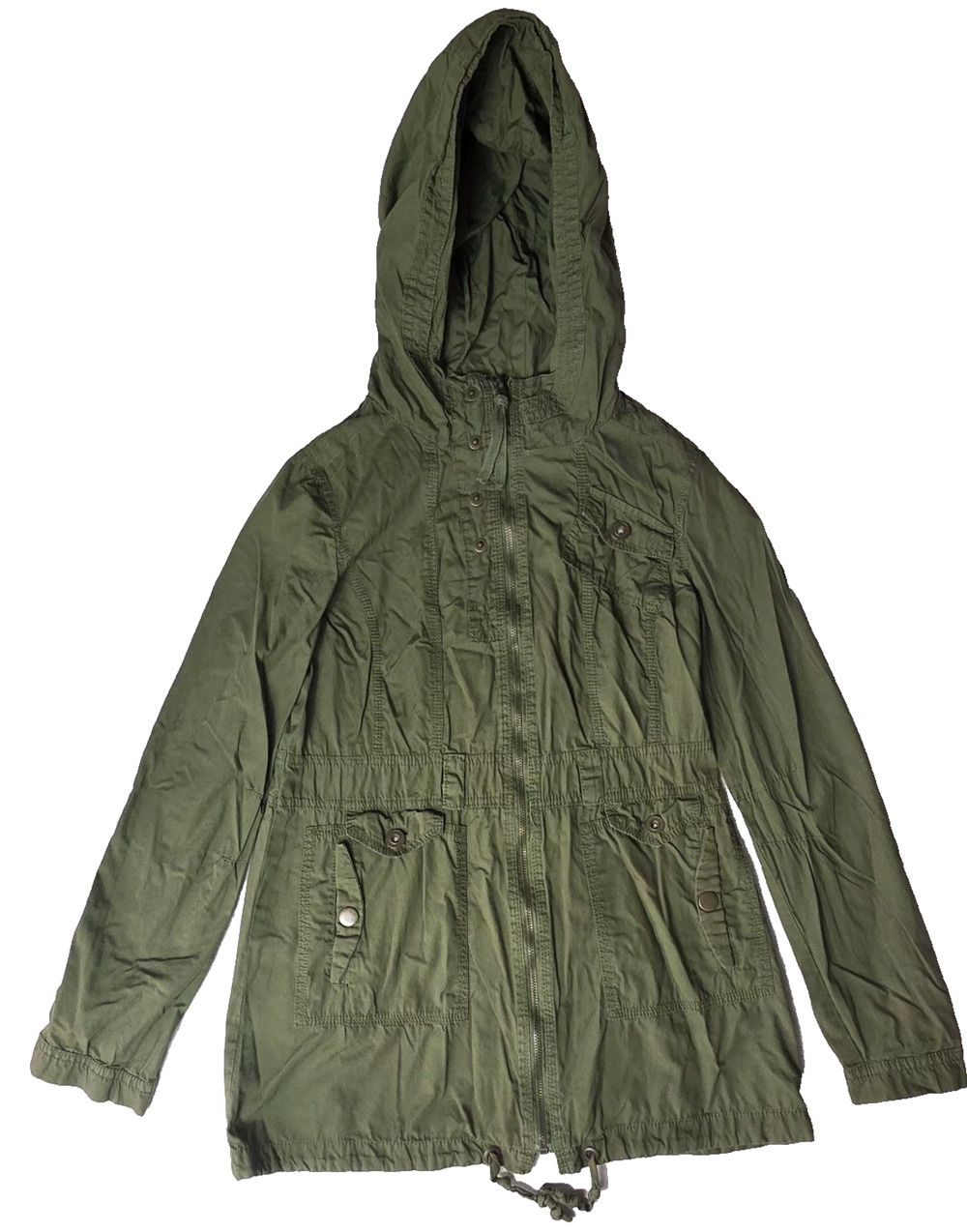 Charlotte Russe Green Full Zip Hooded Jacket Size XS 100% Cotton